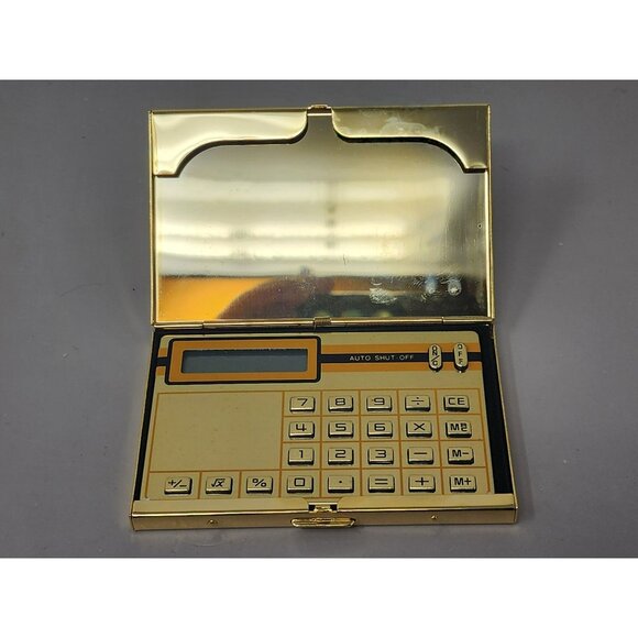 Vintage Concord Gold-Tone Business Card Holder & LCD Calculator‎ - Picture 3 of 10